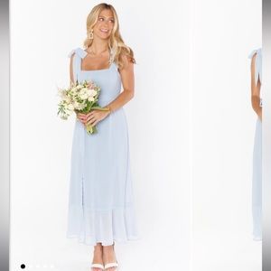 SHOW ME YOUR MUMU Claire Midi Dress Steel Blue Chiffon